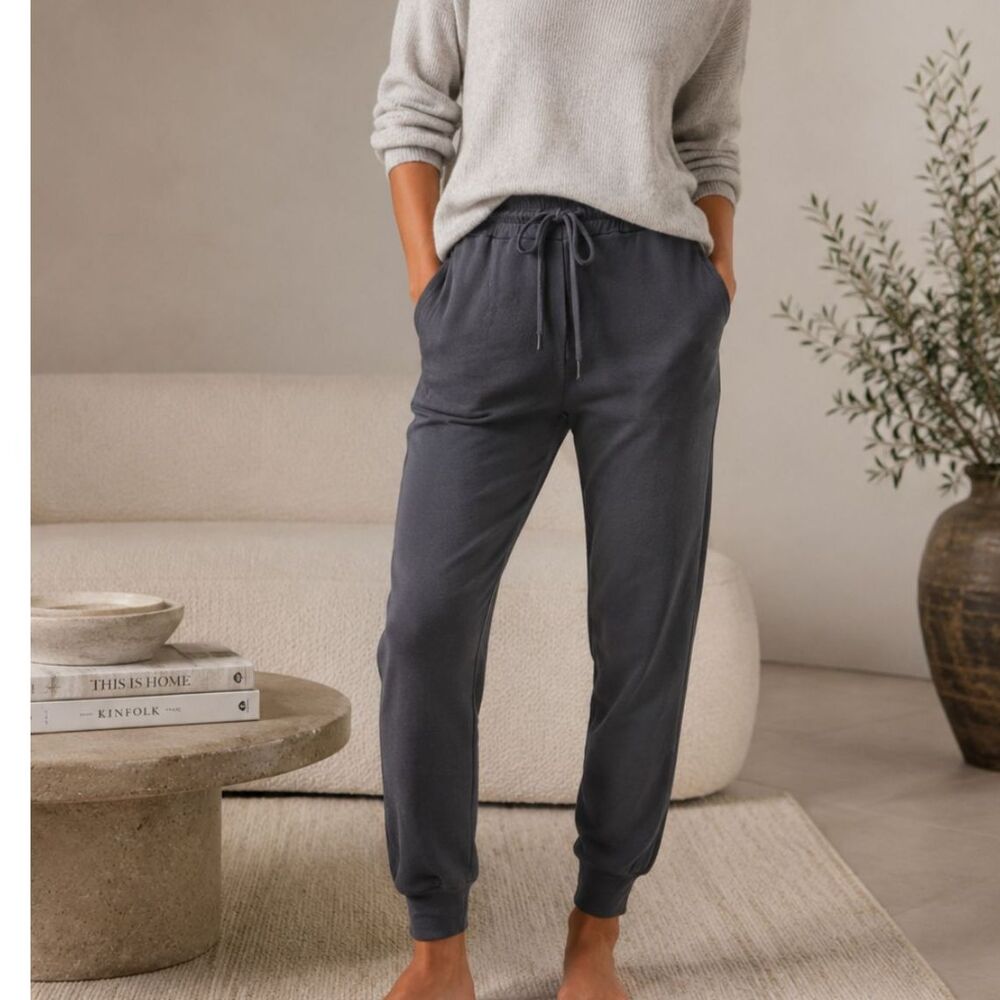 Velvet By Graham Spencer Crosby Luxe Fleece Joggers Charcoal Grey M Unisex Fit